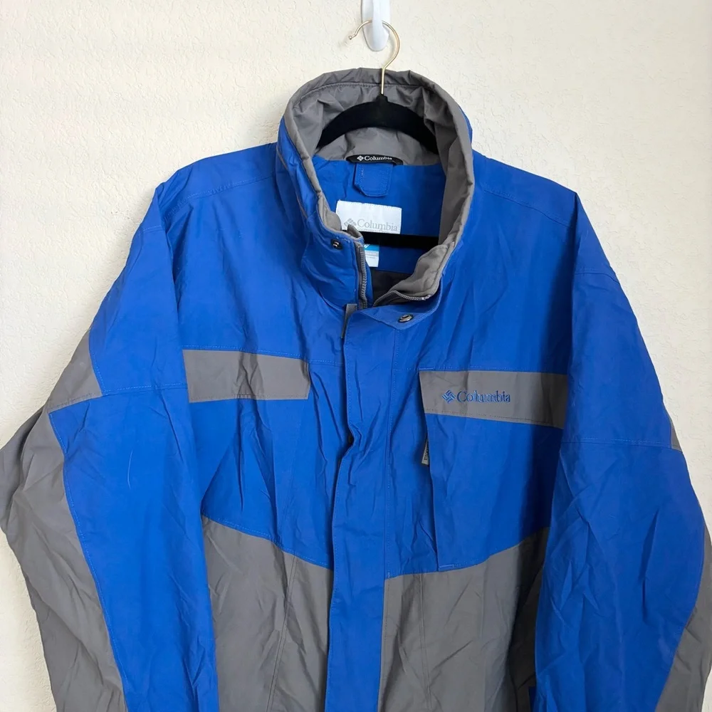 Columbia Men’s XL Waterproof Rain Jacket Blue Gray Outdoor Shell - Picture 3 of 16